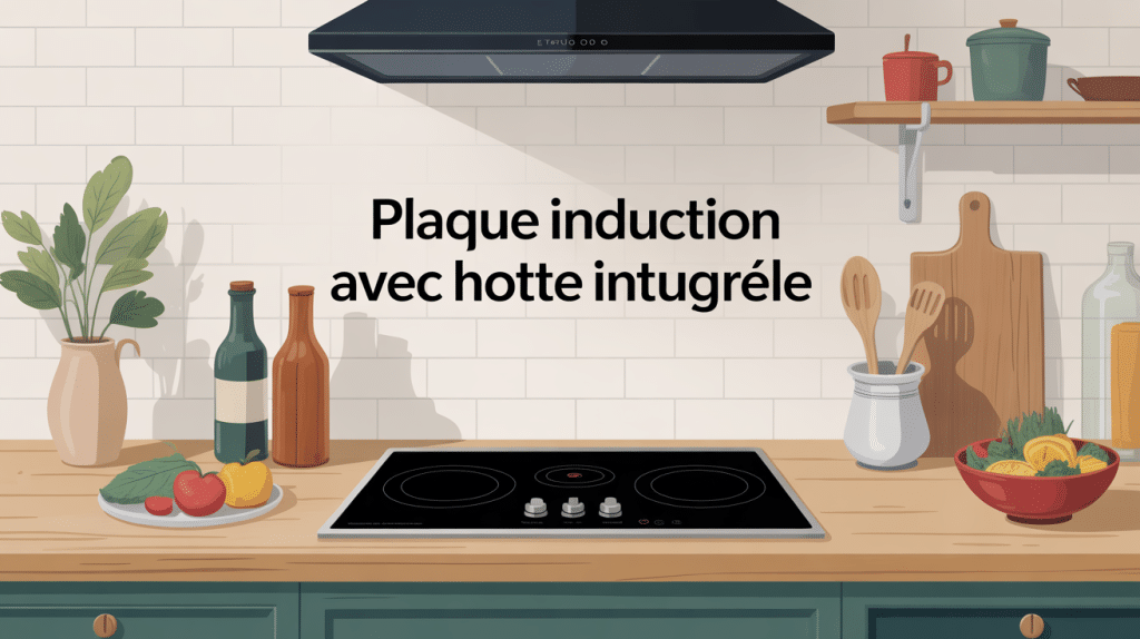 plaque induction avec hotte intégrée avis cuisine contemporaine