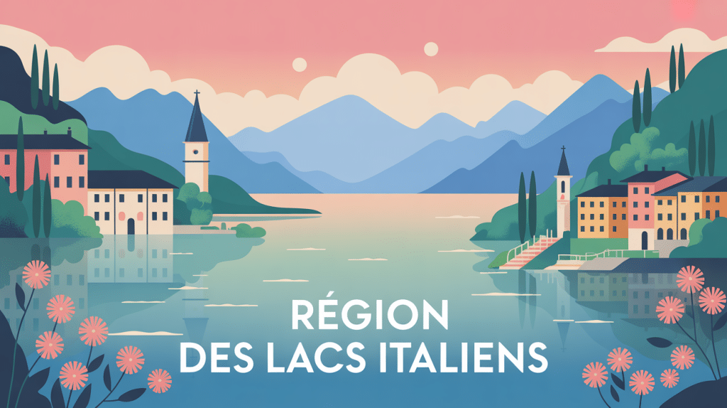 illustration région des lacs italie panoramique