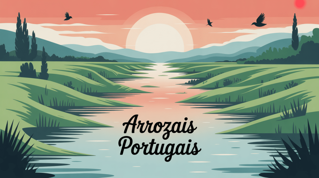 arrozais portugais illustration paysage rizières