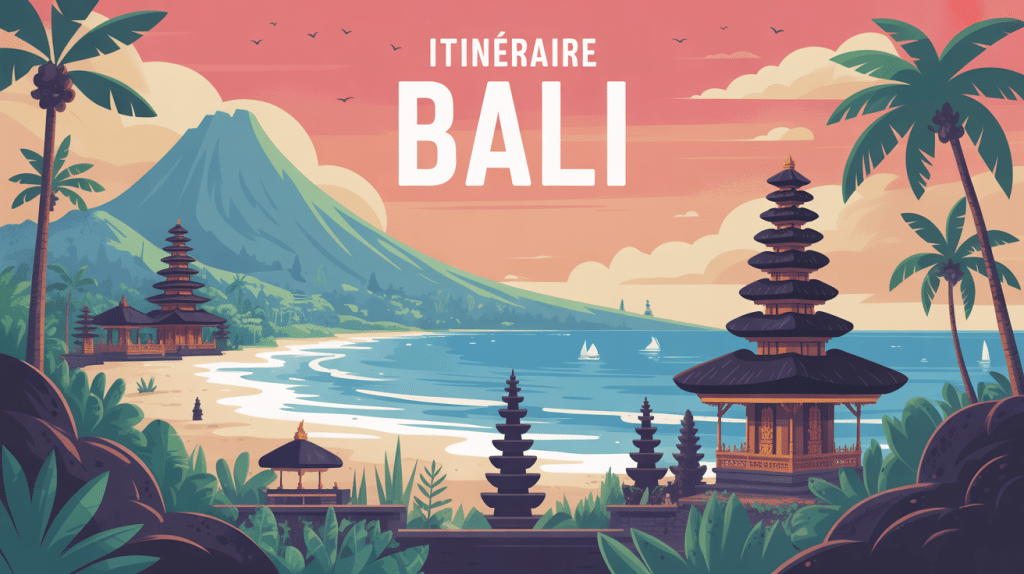 bali itinéraire illustration rizières et plages