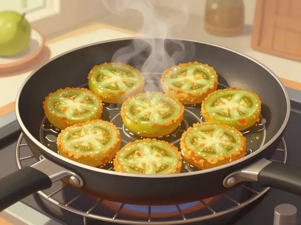 Cuisson beignets de tomates vertes recette sortis de la poêle