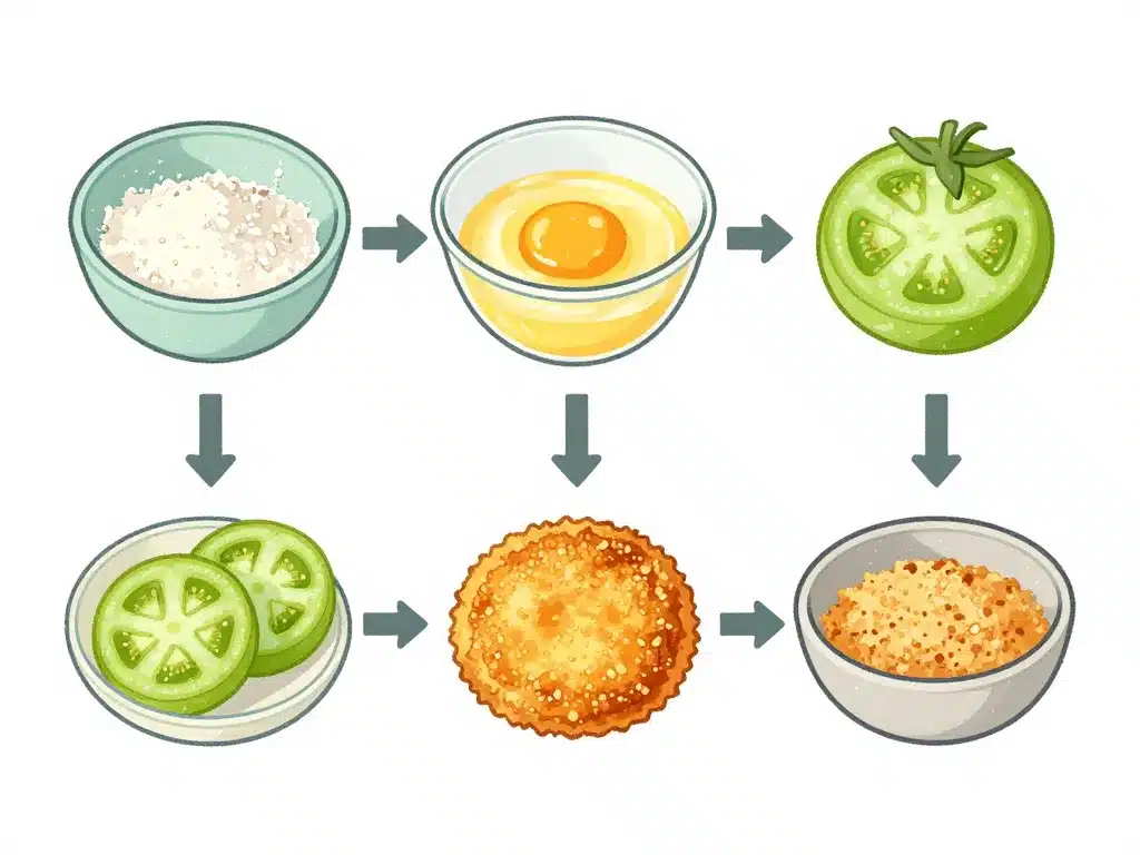 Schéma préparation beignets de tomates vertes recette