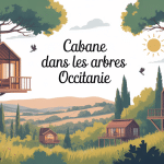 illustration cabane dans les arbres occitanie paysage sud