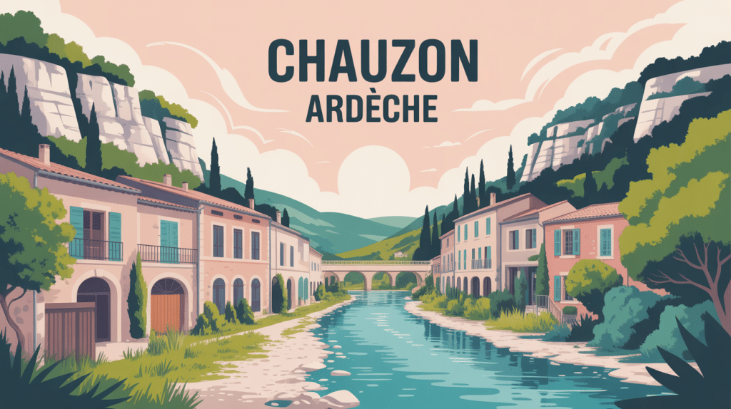 Village de Chauzon Ardèche illustration poétique