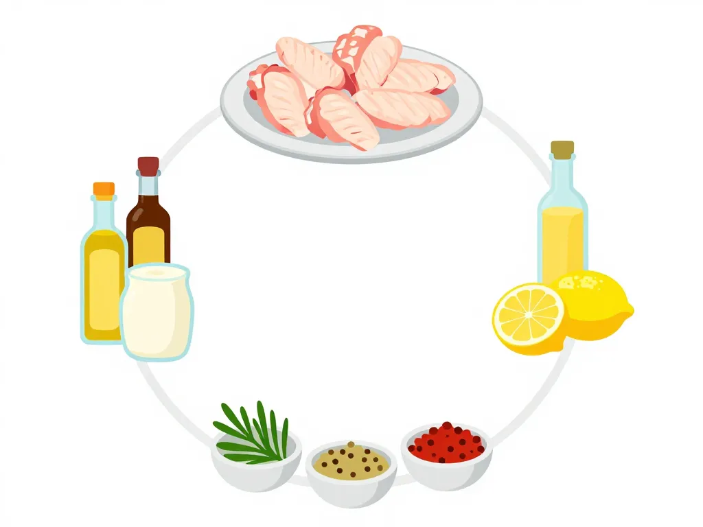 schéma des ingrédients essentiels marinade pour ailes de poulet