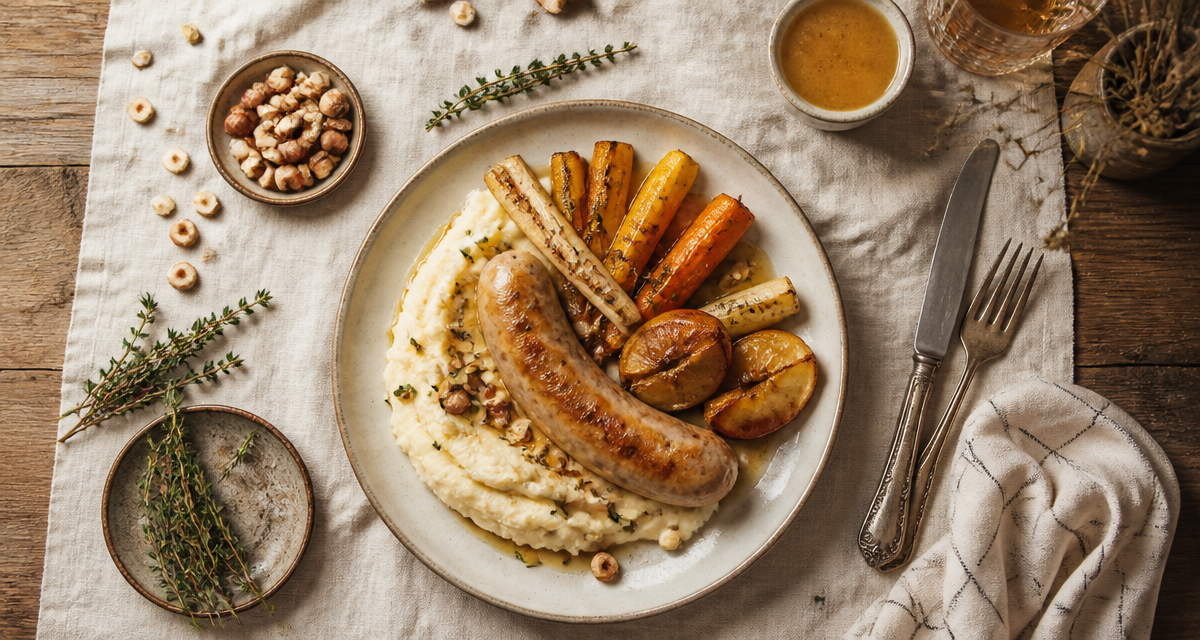 accompagnement boudin blanc pommes purée légumes rôtis