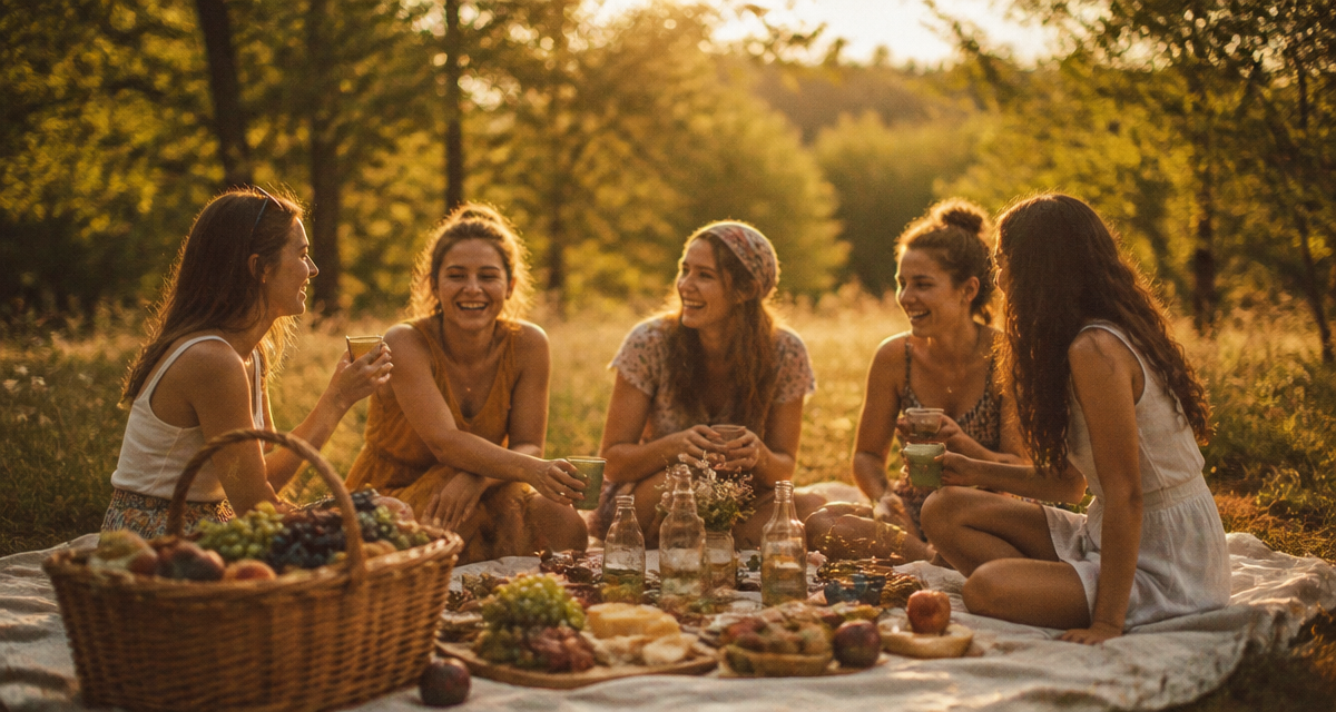 activité à faire entre copine dehors pique-nique en plein air