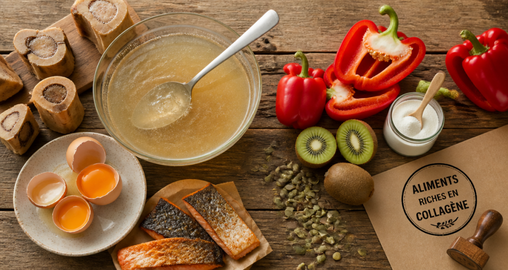 aliment riche en collagene bouillon os oeufs saumon