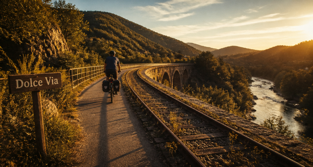 Dans quel sens faire la Dolce Via sur viaduc Eyrieux à vélo