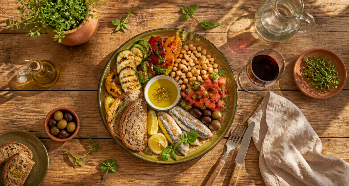 menu type regime mediterraneen grande table repas