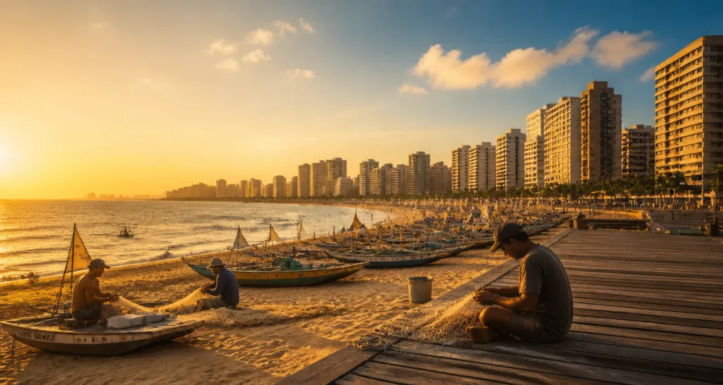 fortaleza brésil plage iracema pêcheurs jangadas