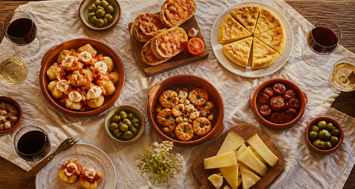 recette des tapas espagnol sur table en bois