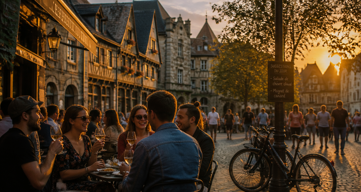 ville à visiter place animée café