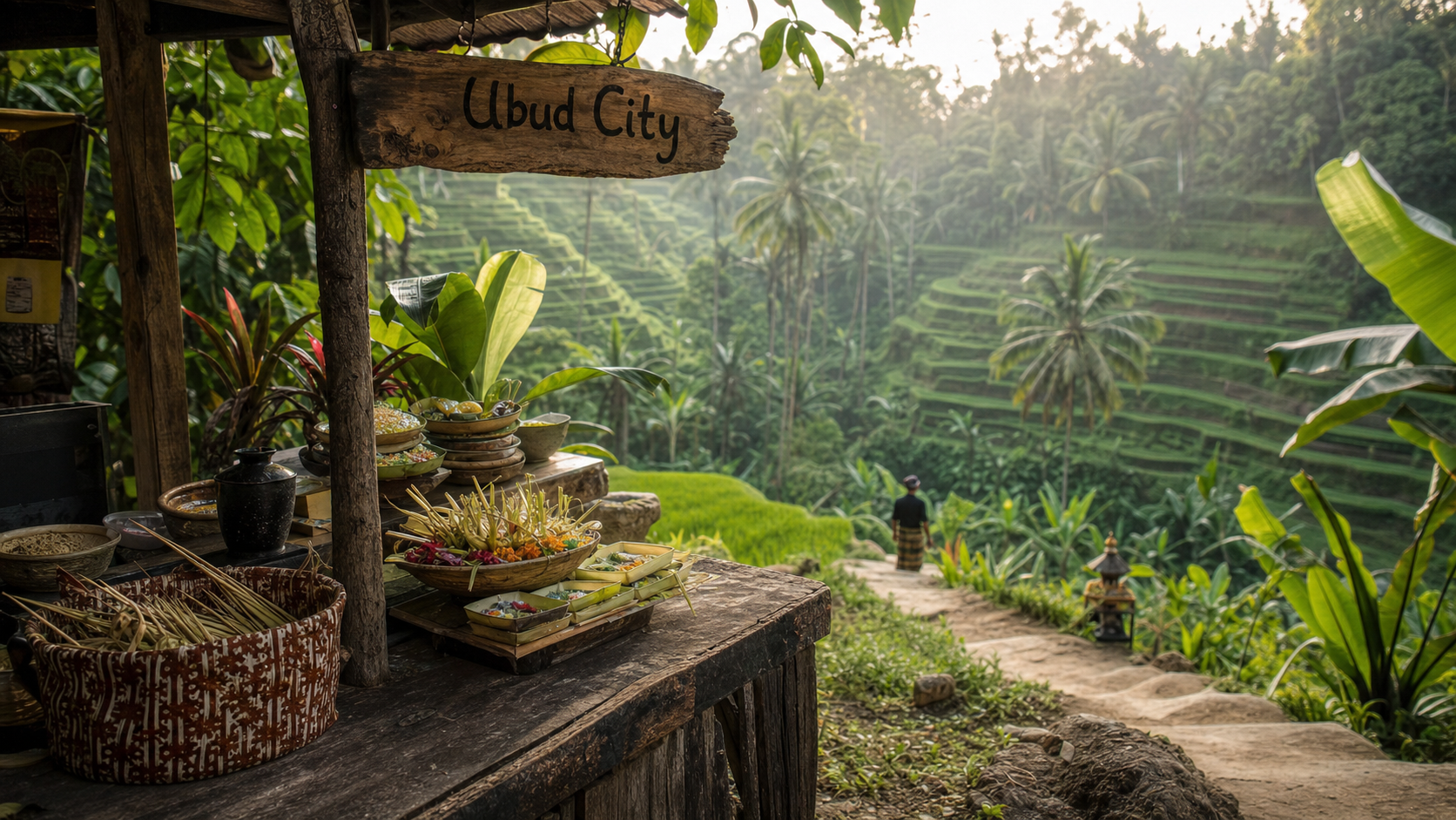 Ubud City Bali : rizières en terrasses et temples