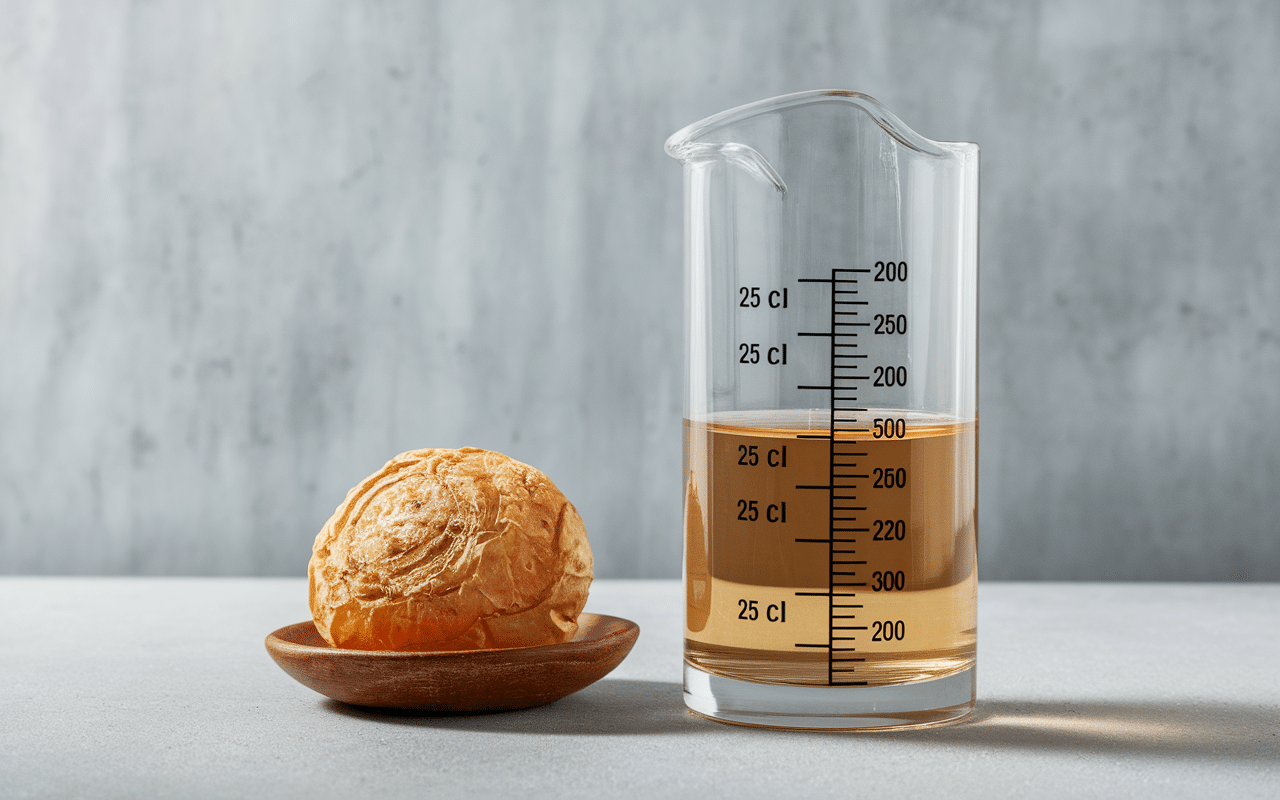 Verre mesureur montrant 25cl equivalant 250ml