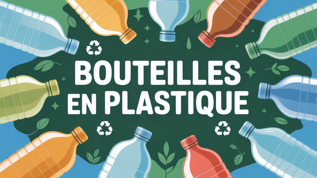 illustration bouteilles en plastique colorées recyclage