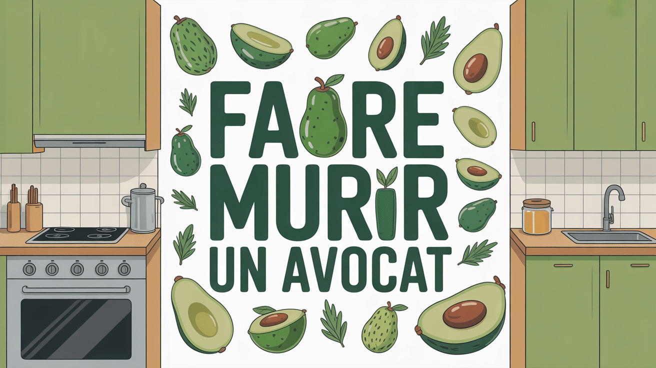illustration stylisée d'avocats à différents stades de maturité