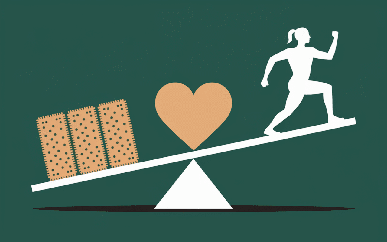 Illustration balance entre biscuits sains et bien-être