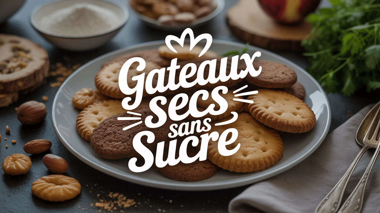 Assiette de gâteaux secs sans sucre avec ingrédients naturels