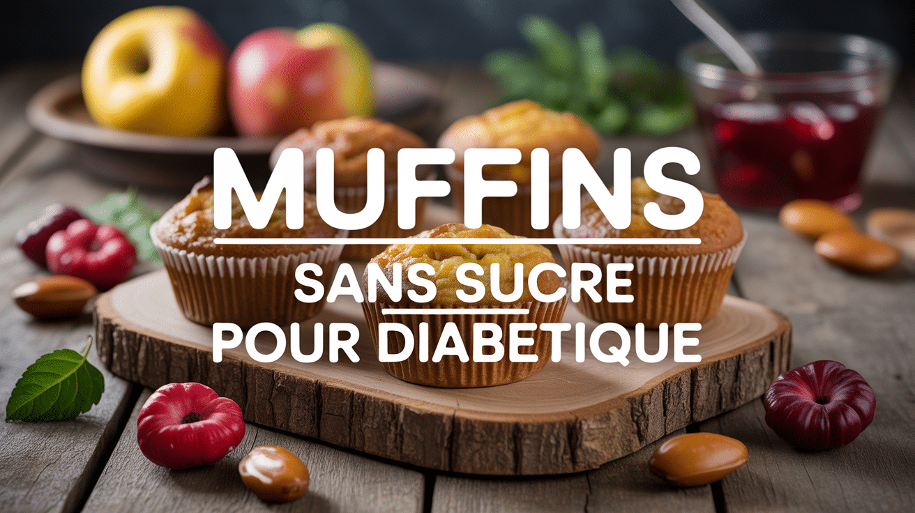 Muffins sans sucre pour diabétique sur planche en bois