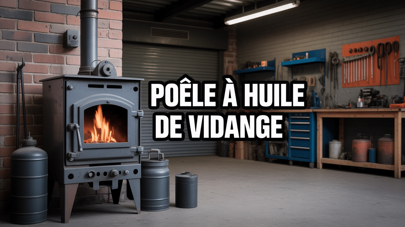 Poêle à huile de vidange dans atelier