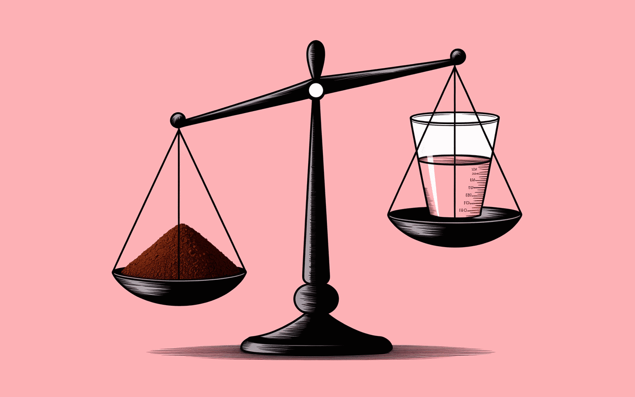 Balance avec café moulu et eau pour dosage café filtre