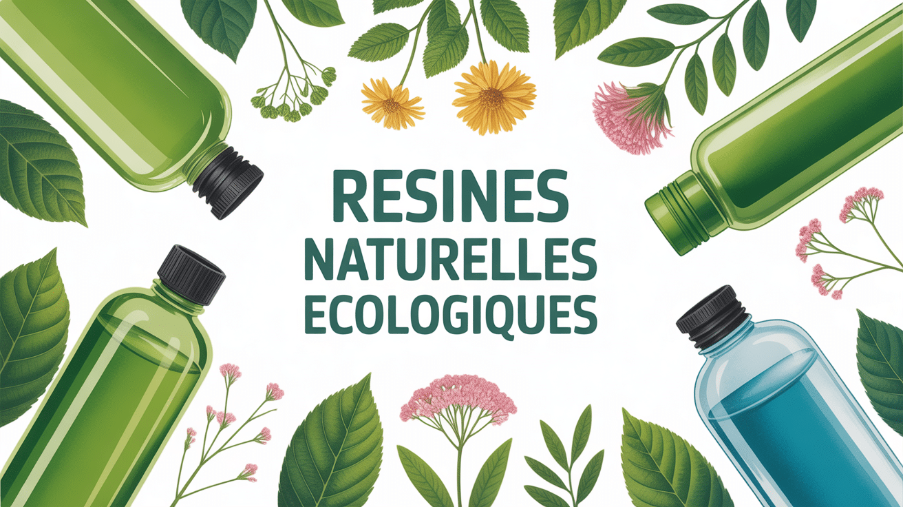 Illustration resine naturelle ecologique tubes et elements naturels