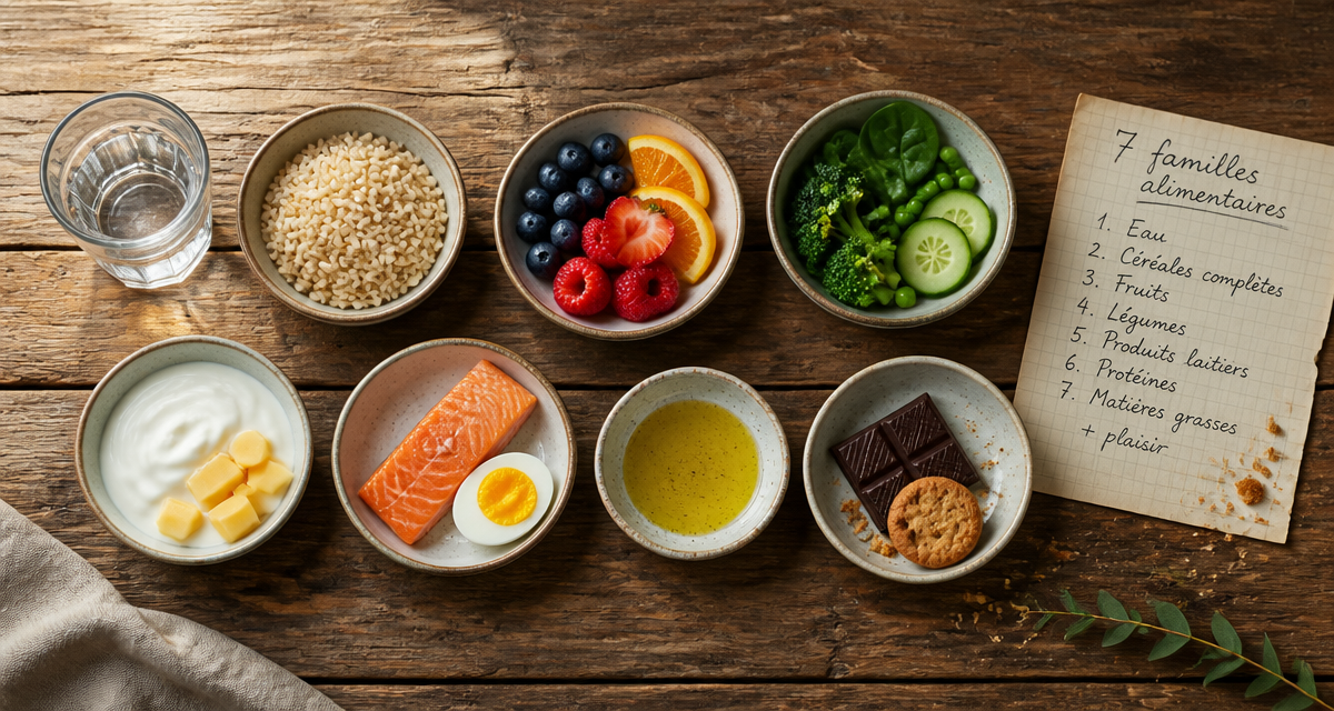 les 7 groupes d aliments tableau bols aliments sur table