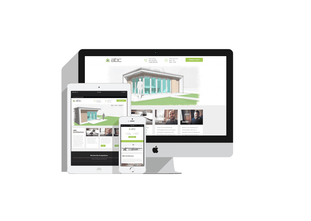 Responsive website design for ABC Architecture on multiple devices.