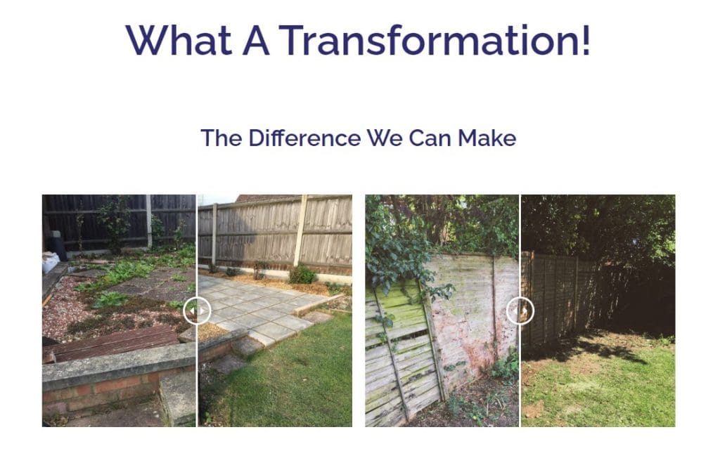 Before and after garden fencing and landscaping transformation.
