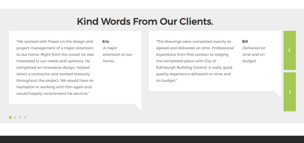 Client testimonials for Liteform architecture services in en_GB.