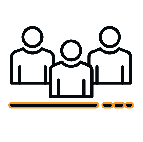 Illustration of three people collaborating around a table.