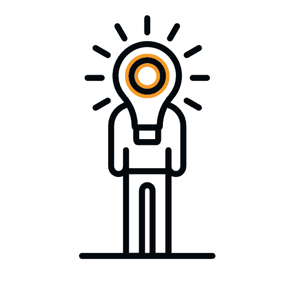 Creative person with a lightbulb head representing innovation and ideas.