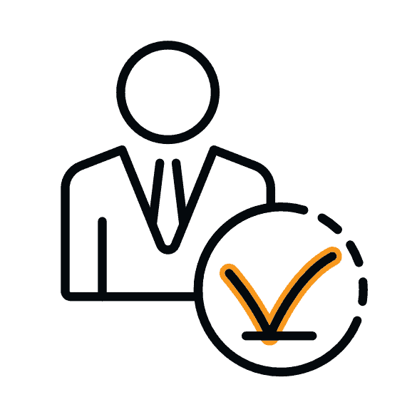 Construction professional with checkmark icon representing quality service.