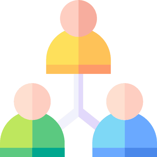 Illustration of three abstract figures connected by a network.