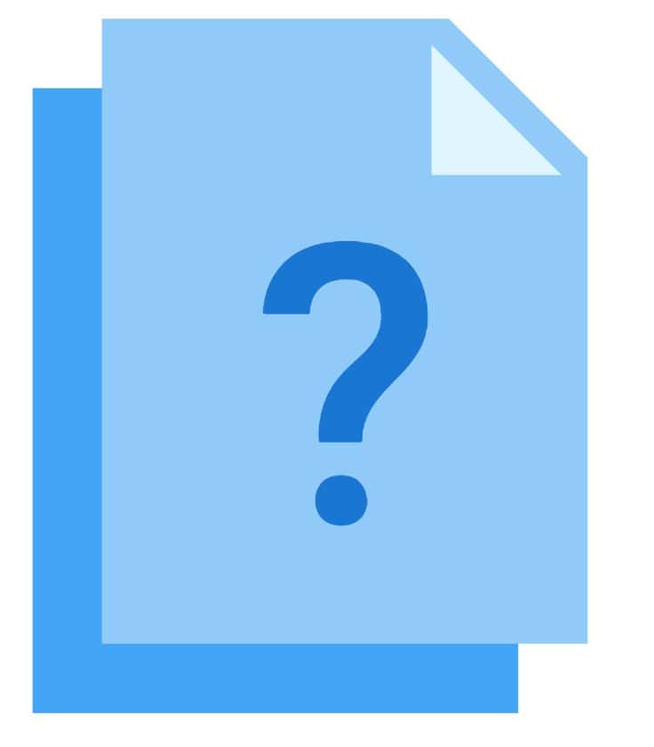 Illustration of a document with a question mark for domain name considerations.