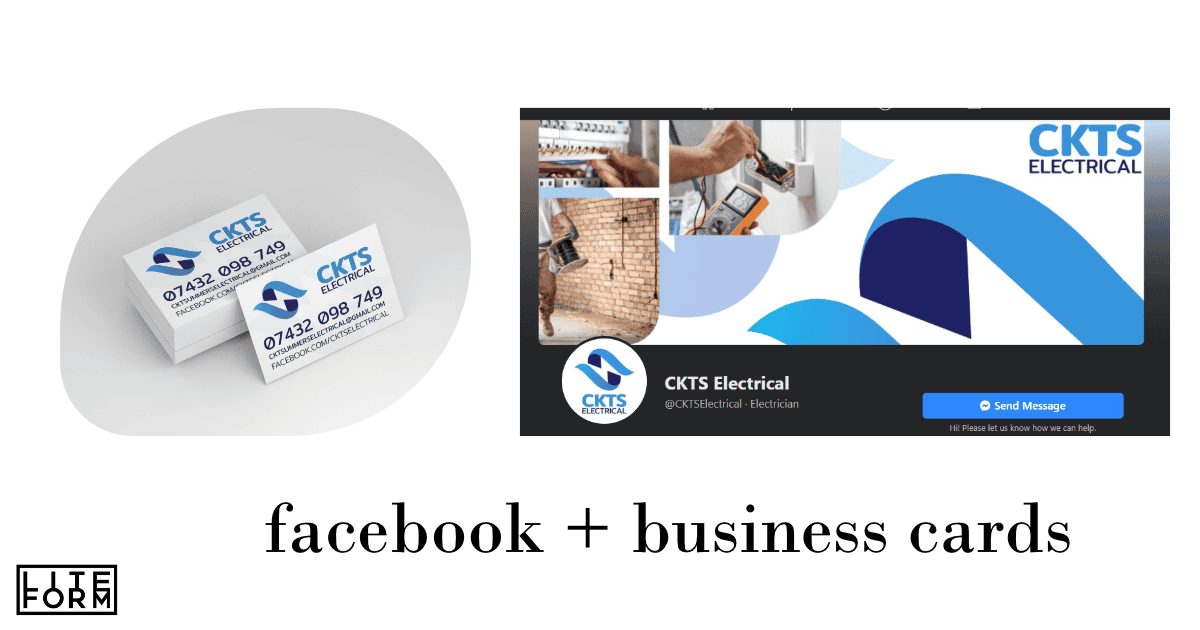 CKTS Electrical business cards with logo and contact details.