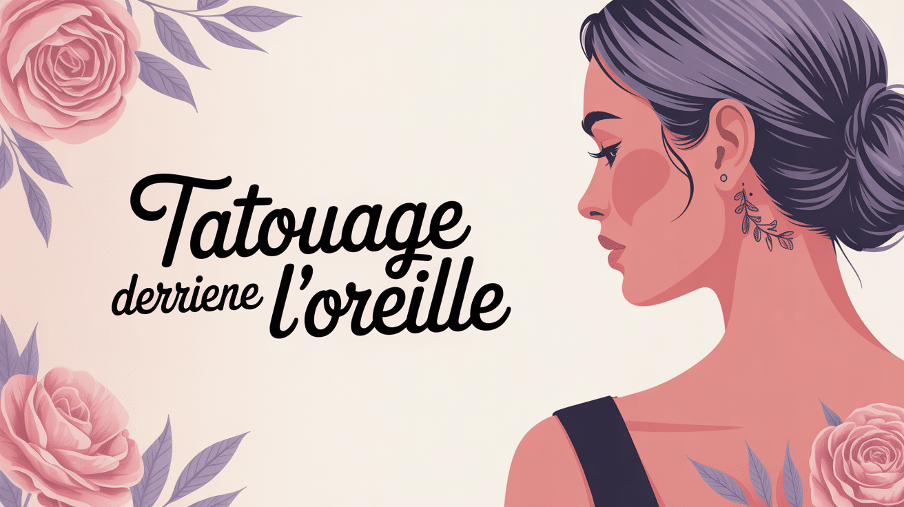 Silhouette feminine avec tatouage derriere oreille signification