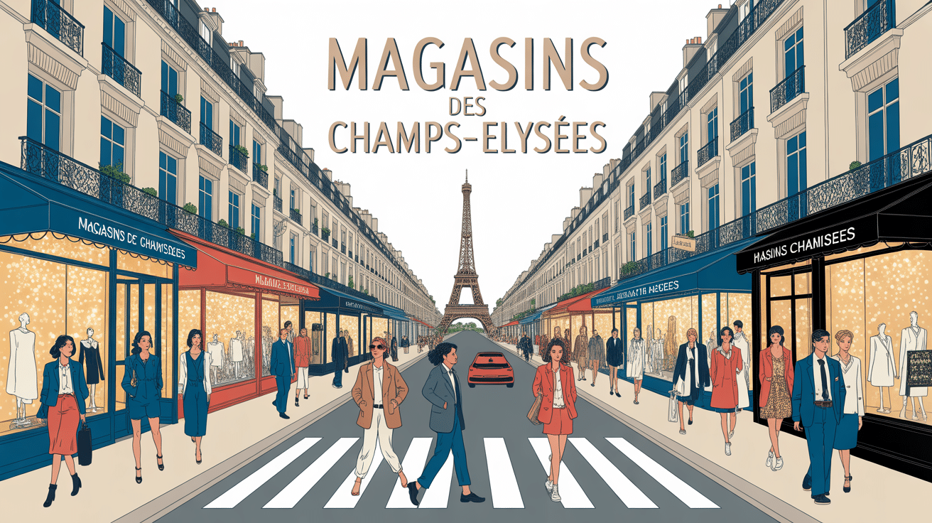 Avenue chic Champs-Élysées avec magasins