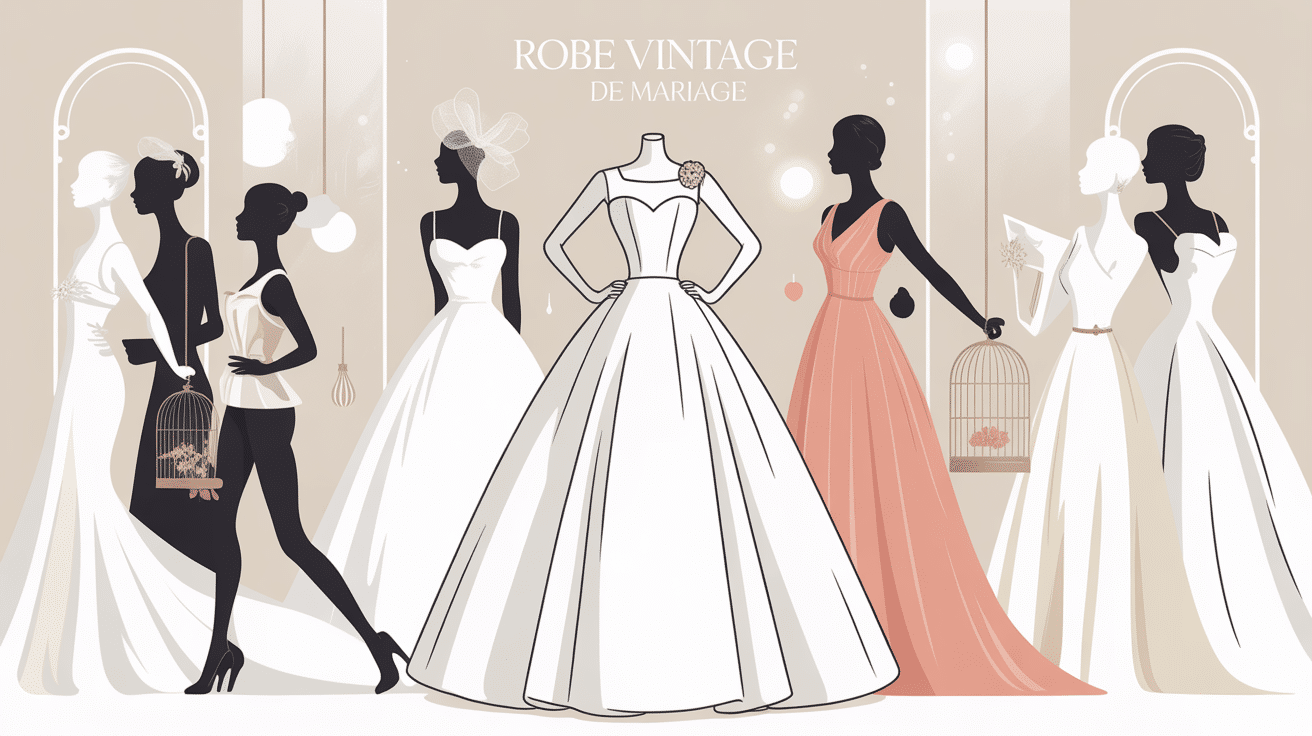 robe vintage mariage illustrant l’élégance rétro