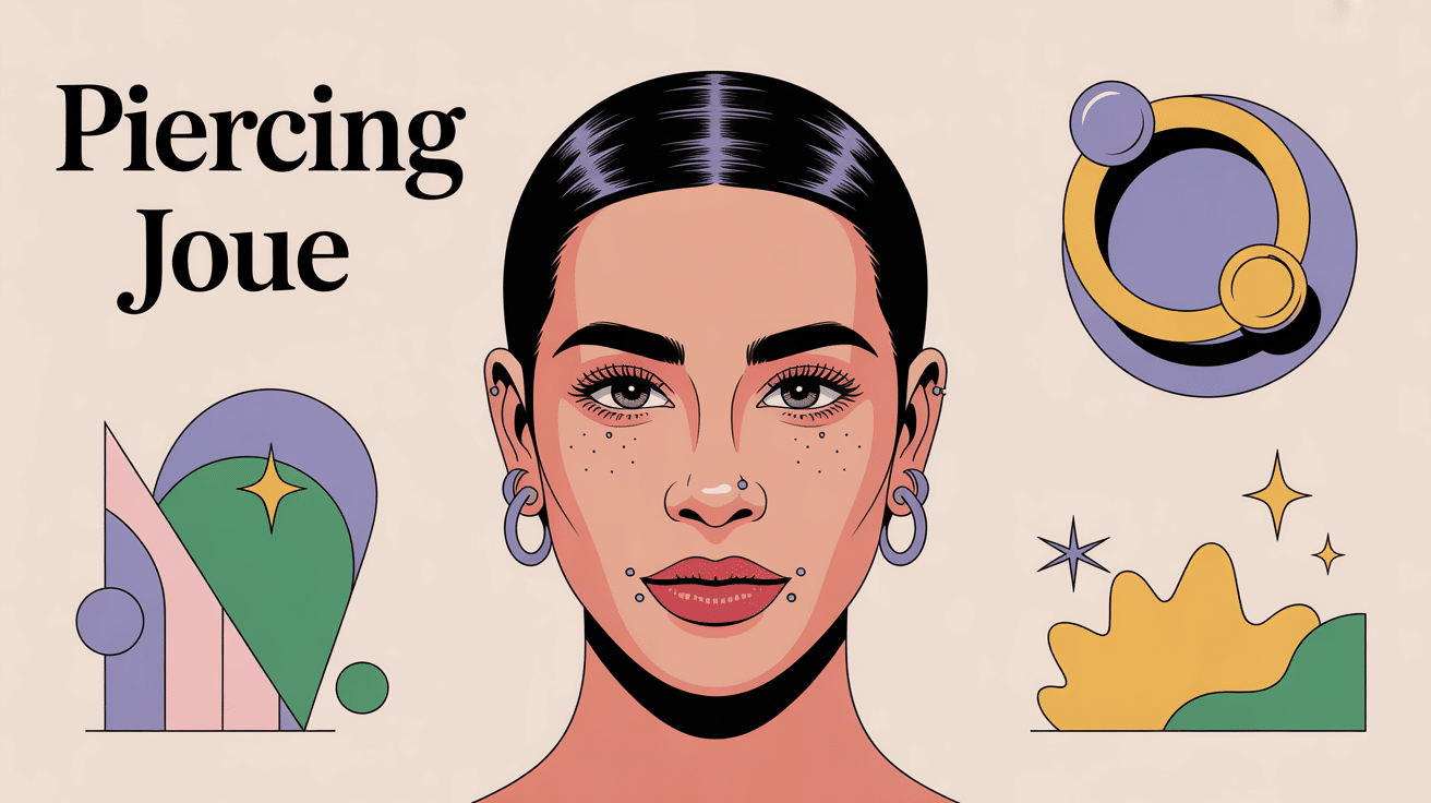 illustration visage avec piercing joue