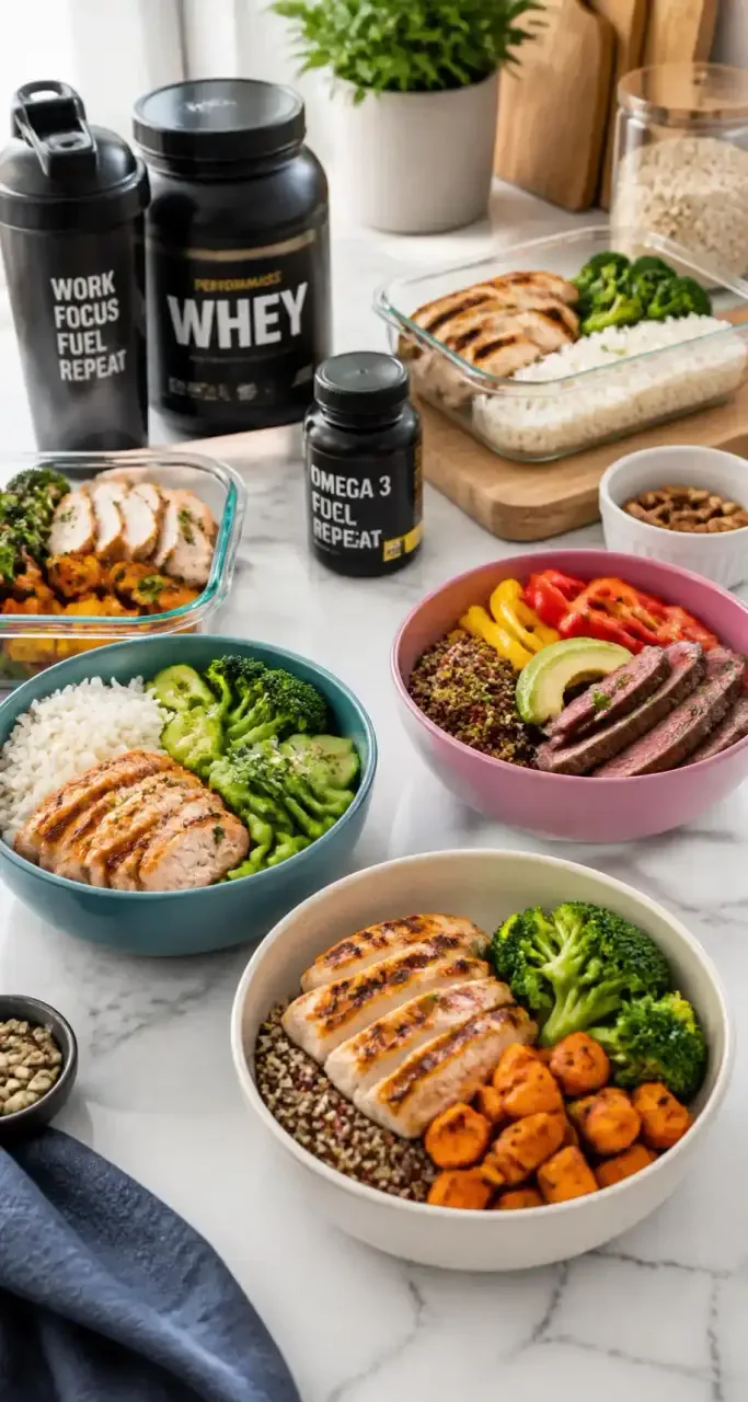 Assiette de repas sain préparé pour la nutrition sportive