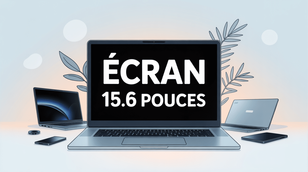 Illustration centrale ordinateur et écran 15.6 pouces