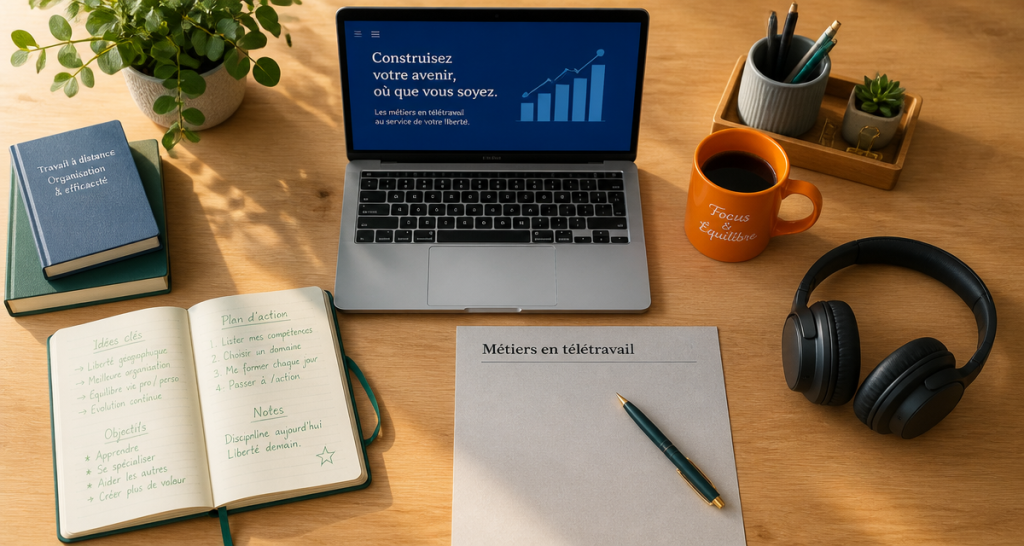 Bureau organisé métier en télétravail