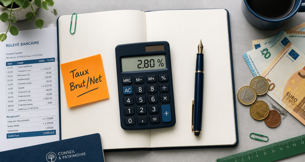 convertir taux brut en net épargne calcul