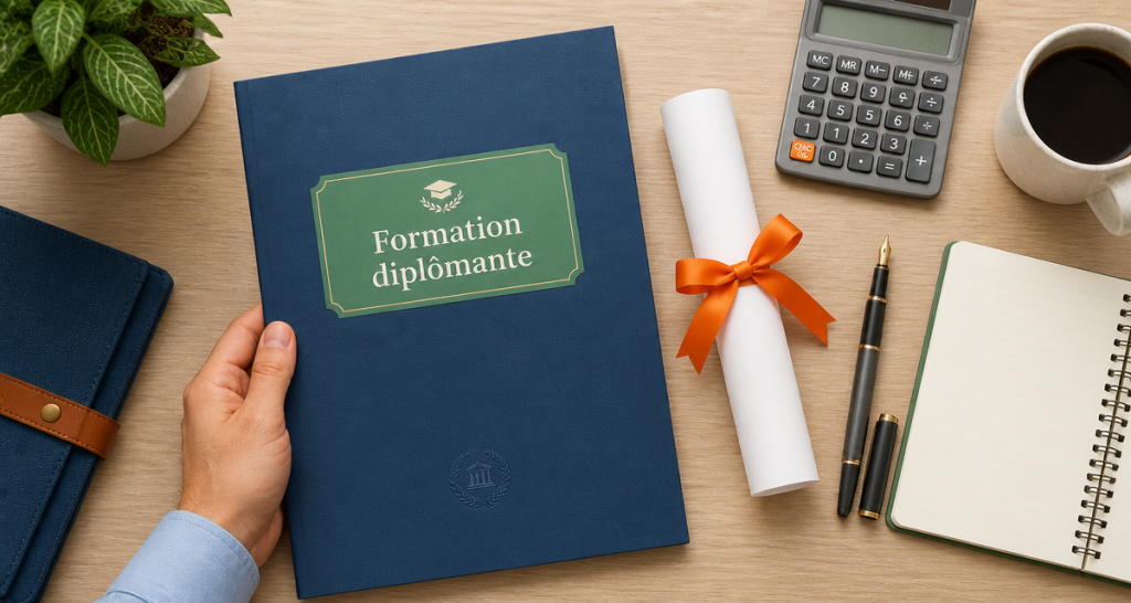 formation diplomante dossier et diplôme sur bureau