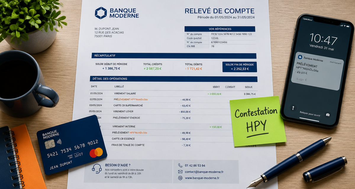 hpy paiement sur relevé bancaire