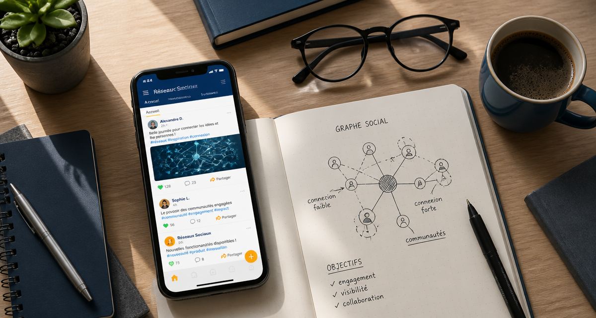 Réseaux sociaux définition, smartphone et schéma social
