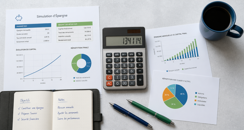 epargne simulation calculatrice et graphiques