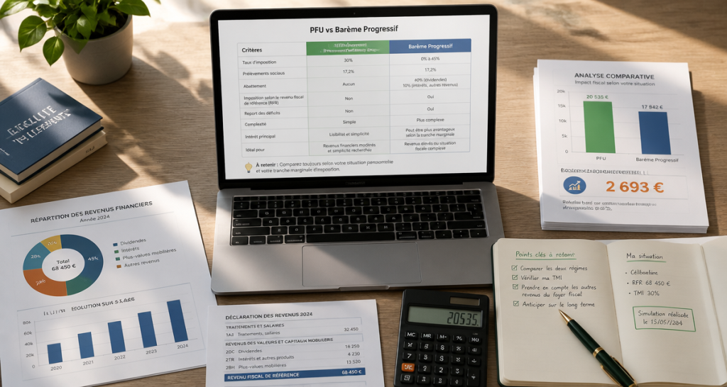 Fiscalite CTO bureau documents calculatrice PFU barème